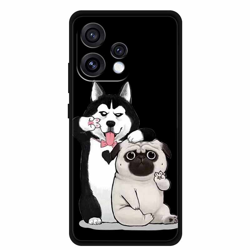 Чехол для Oppo Reno15 5G Цветочный Черный Силиконовый Мягкий Защитный Задний Чехол для Oppo Reno 15C 2025 Чехол для Телефона Coque Мультяшные Ракушки