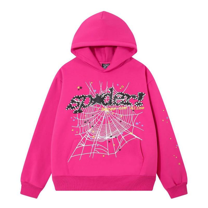 Unisex Oversized Hooded Sweatshirt Set With Spiderweb Foil Print Warm Fleece-Lined Loose Fit Streetwear Men Women