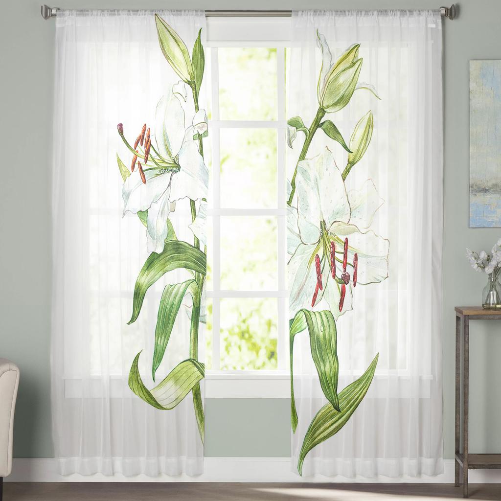 Green Leaves Modern Tulle Curtains For Living Room Bedroom Home Kitchen Window Sheer Curtains