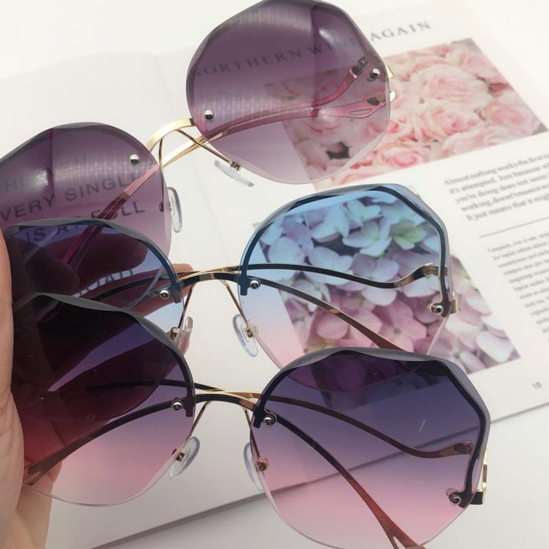 Солнцезащитные очки без оправы с отделкой, женские модные высококачественные солнцезащитные очки с защитой от ультрафиолета