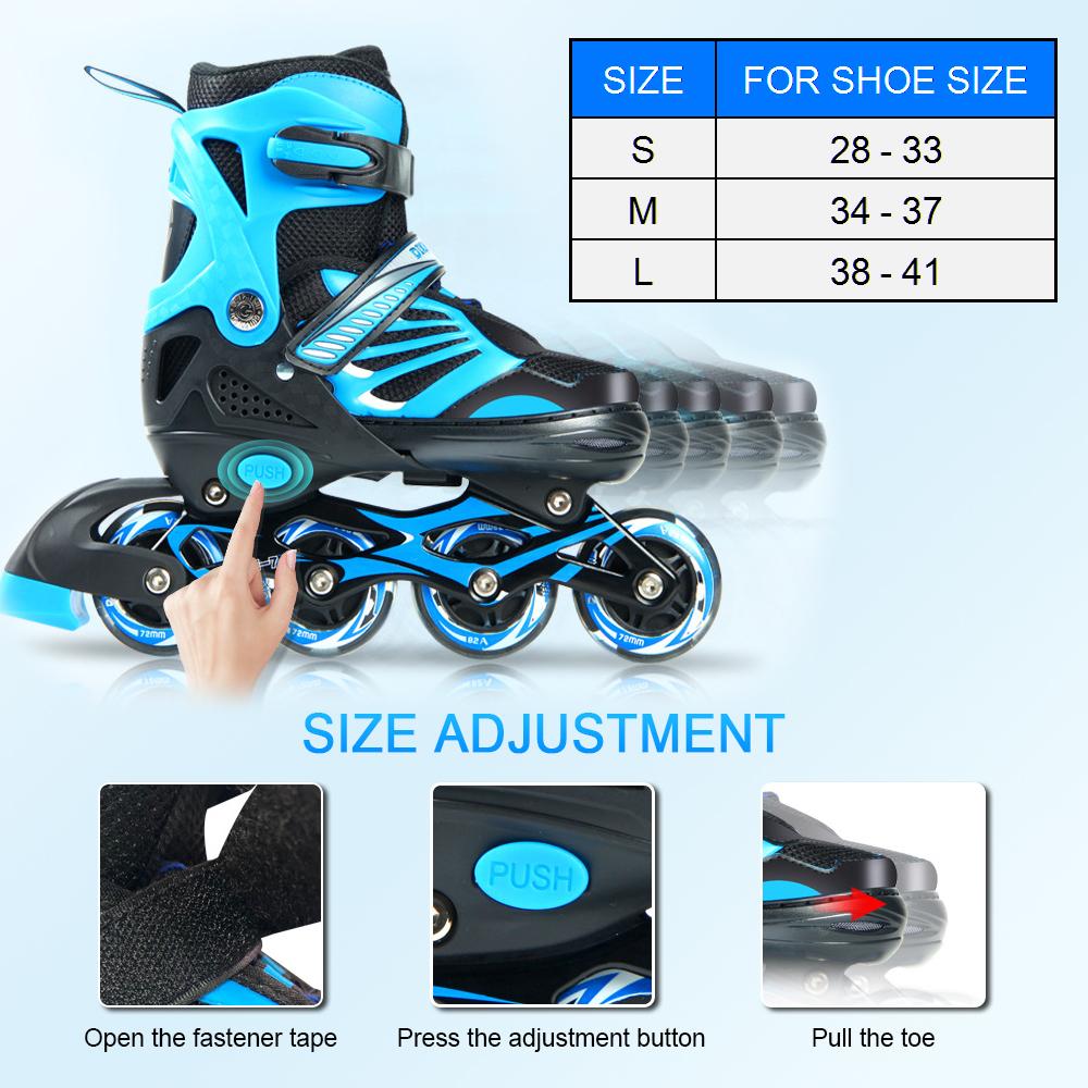 Adjustable Illuminating Inline Skates with Light Up Wheels for Kids and Youth Girls Boys Inline