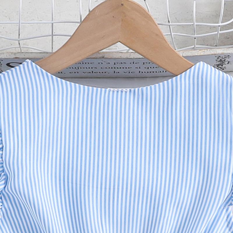 Милое платье для девочек, летнее детское модное полосатое платье принцессы с рукавами-крылышками