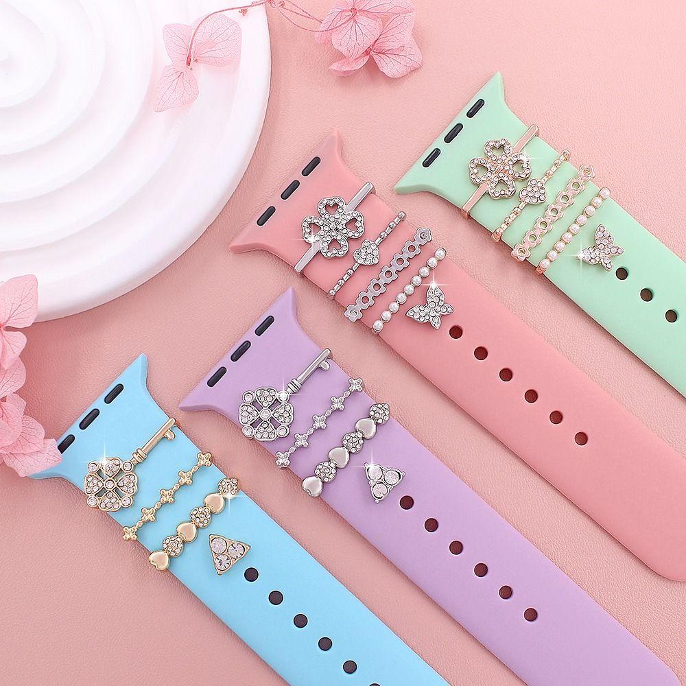 Diamond Strap Decorative Ring Watch Band Metal Charms New Ornament for Apple Watch Band Smart Watch