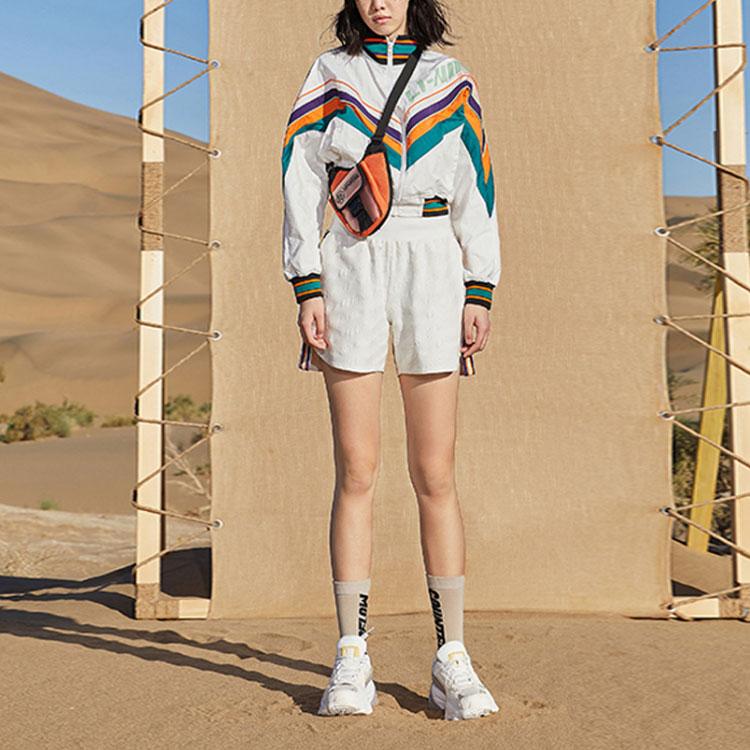 Li Ning Sports Fashion Series Logo Print Color Block Woven Stand воротник куртка женская куртка белая AJDQ476-1