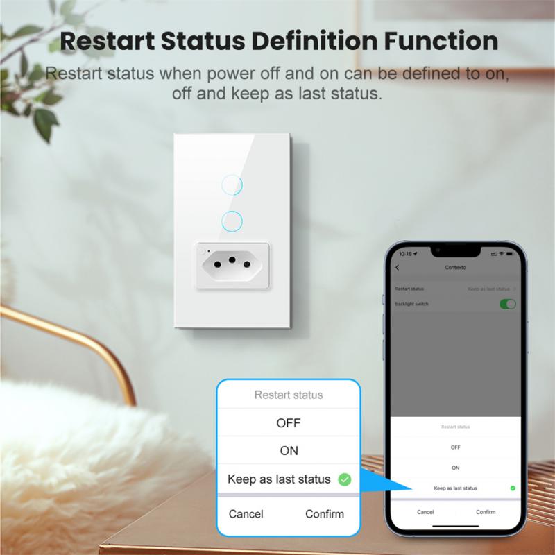 Умный настенный выключатель Corui Tuya, розетка Zigbee Wi-Fi, бразильская стандартная стеклянная панель, приложение с дистанционным управлением, работает с Alexa Google Home