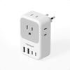 Type-C Conversion Plug for International Travel, Korea, TESSAN, with USB-C, 4 AC Outlets, 2 Type-A, 2 Type-C, Compatible with Italy, Spain, Germany,