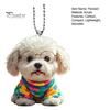 Cute Puppy Pendant Car Mirror Hanging Ornament Acrylic Dog Keychain Christmas Tree Decor Backpack Charm Gift for Women Girls