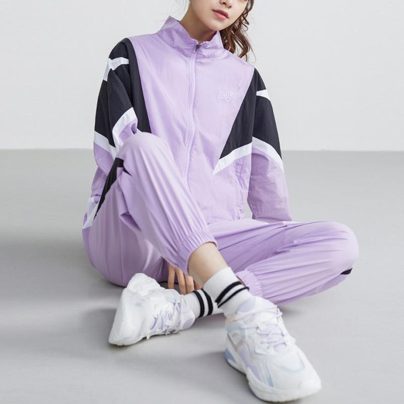 Anta Life Series Full Zip Stand Collar Short Sports Woven Jacket Women Jacket Light-Mulberry 162228605-1