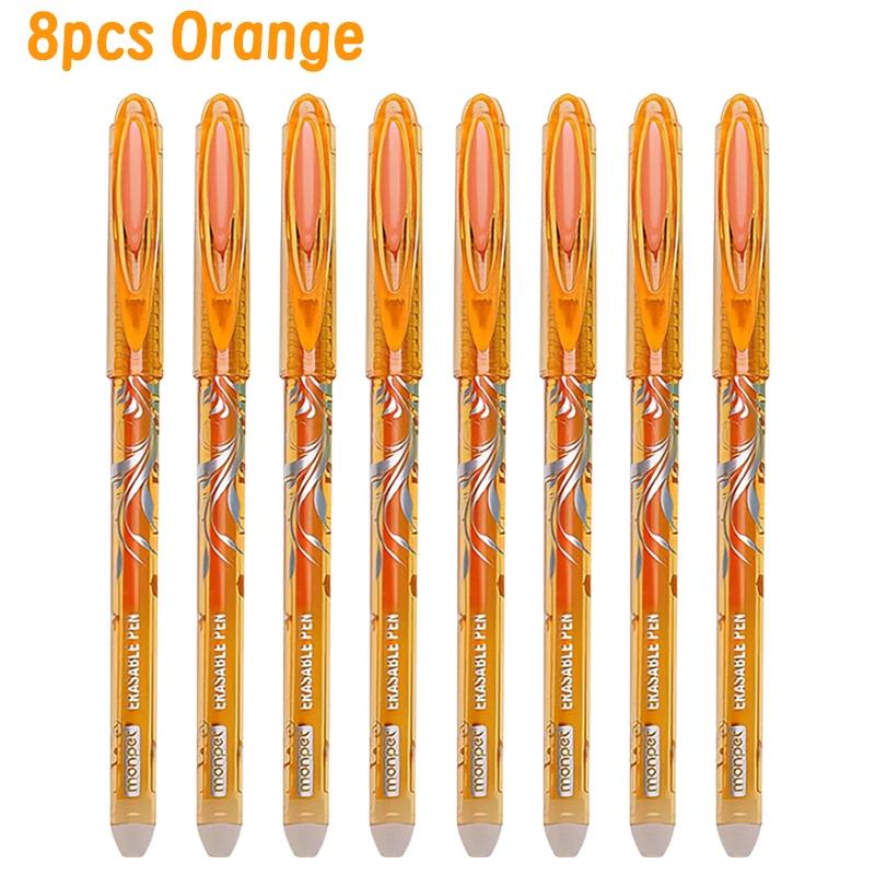 8 Pcs 0.5mm Erasable Pen Refill Set 8 Color Ink Gel Pen Rod Washable Handle School&Office Writing Stationery Gel Ink Pen