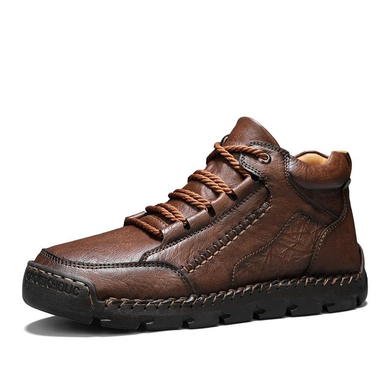 New Arrival Men High Top Shoes Treking Footwear Outdoor Leather Ankle Boots Fashion Lace Up Motorcycle Boots Non-Slip Man Botas