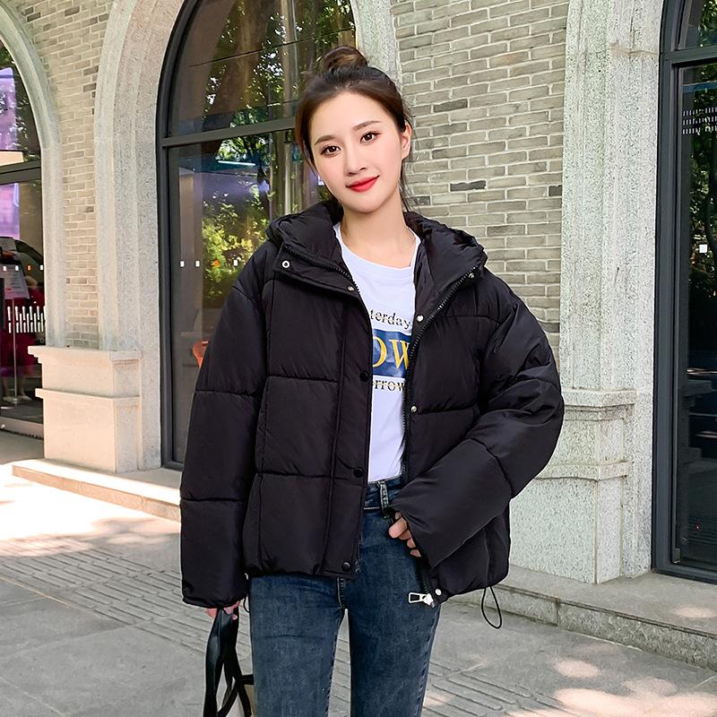 Fashion short autumn and winter cotton clothes women's small thickened loose hooded simple student bread clothes