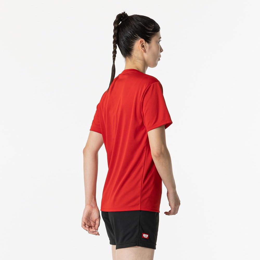 Mizuno Теннисная футболка с коротким рукавом JTTA Salsa XL, рукав, U-образный вырез, унисекс, влагоотводящая, быстросохнущая, сертифицированная, 82JAA110, красная,