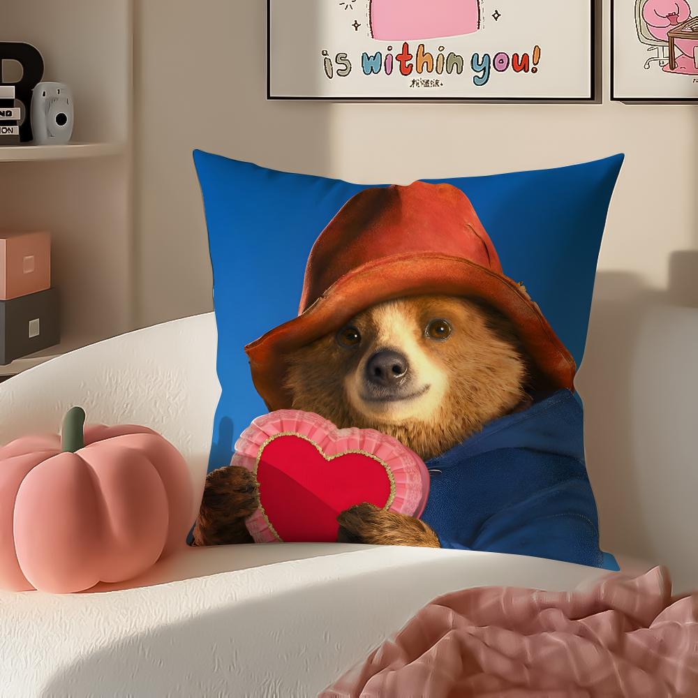 Cute Charming British Cartoon PPaddington Bear Cushion Cover Pillowcase Short Plush Invisible zipper Room Sofa Cushion Cover