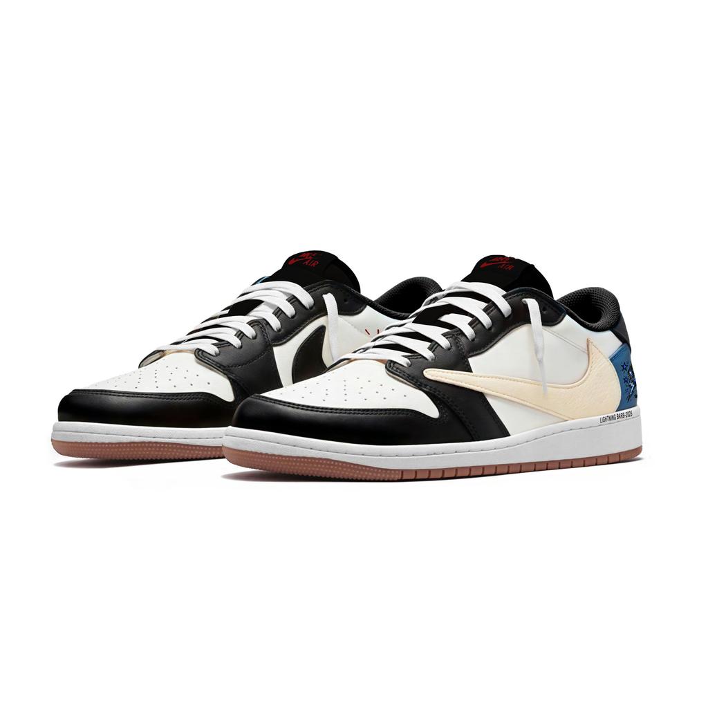Jordan X Travis Scott Air Jordan 1 Синий Хвост Крючок 7.0 Низкие Нескользящие Низкие Винтажные Баскетбольные Кроссовки Женские DZ4137-700(Команда1897-)