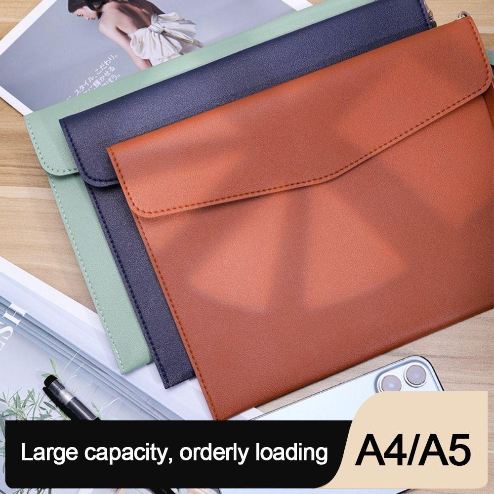 With Handle Leather Document Pouch A4 A5 File Bag Document Bag School Office