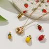 1 Piece 304 Stainless Steel Charms 18K Real Gold Plated Enamel Lipstick Strawberry Mango Pineapple Pendant Necklace DIY Making