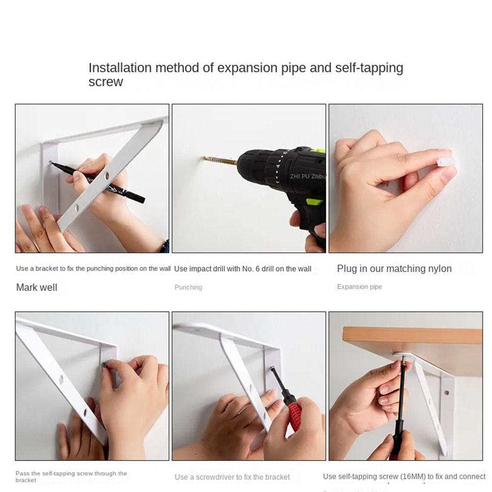 2pcs Wall Mounted Shelf Bracket L-shaped Fixed Bracket Multifunctional Shelf Support Hardware