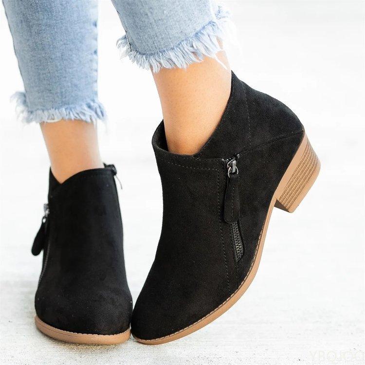 Fashion 2024Women Booties Autumn Suede Boots Women Fashion Size 43 Platform Boots Side Zipper Heeled Ankle Boots Botas De Mujer