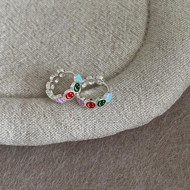 Korean Style Heart & Cherry Earrings - Simple Color Drip Oil, Light Luxury Design, Versatile Ear Cuffs for Women.