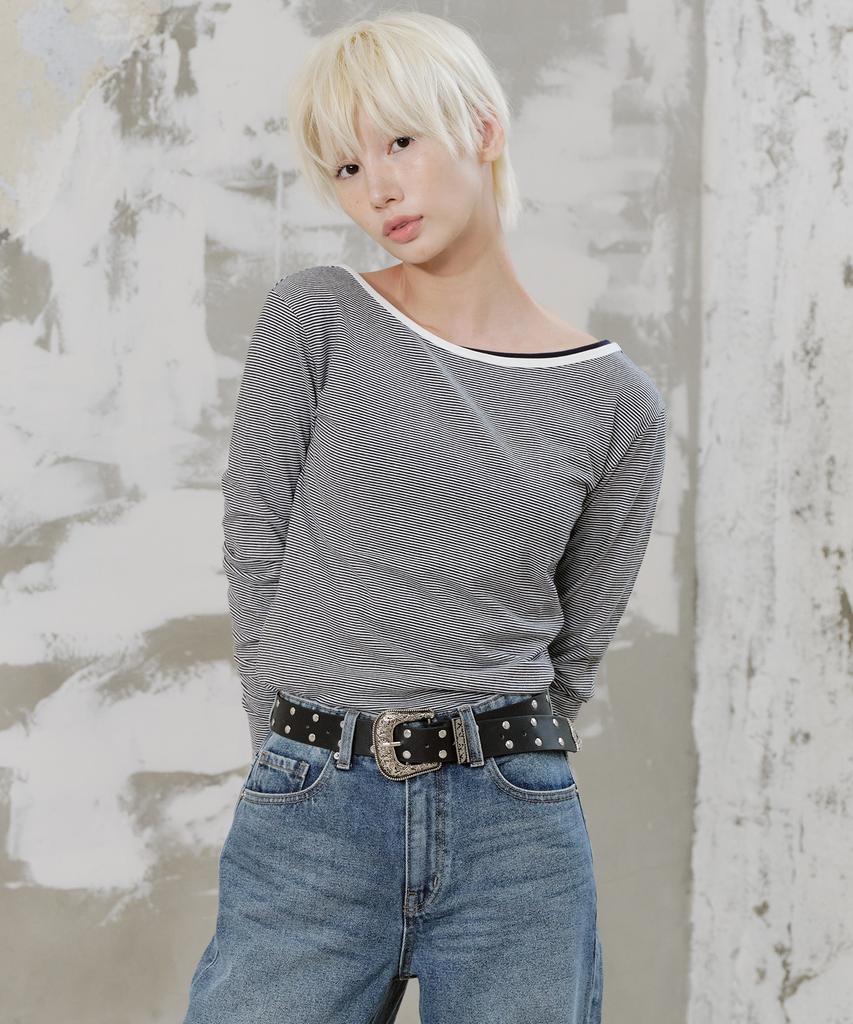 PLAC WOMEN Boat Neck Long Sleeve Jersey Top_2 Colors