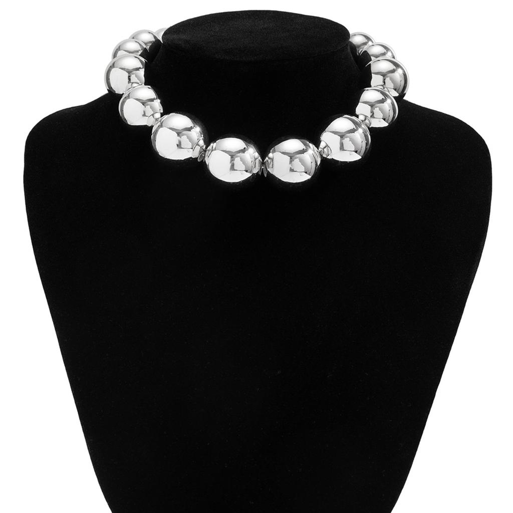 Женский преувеличенный панк-чокер с крупными бусинами, металлическое колье, колье на ключицу, подарки на день рождения, Рождество, ювелирные изделия