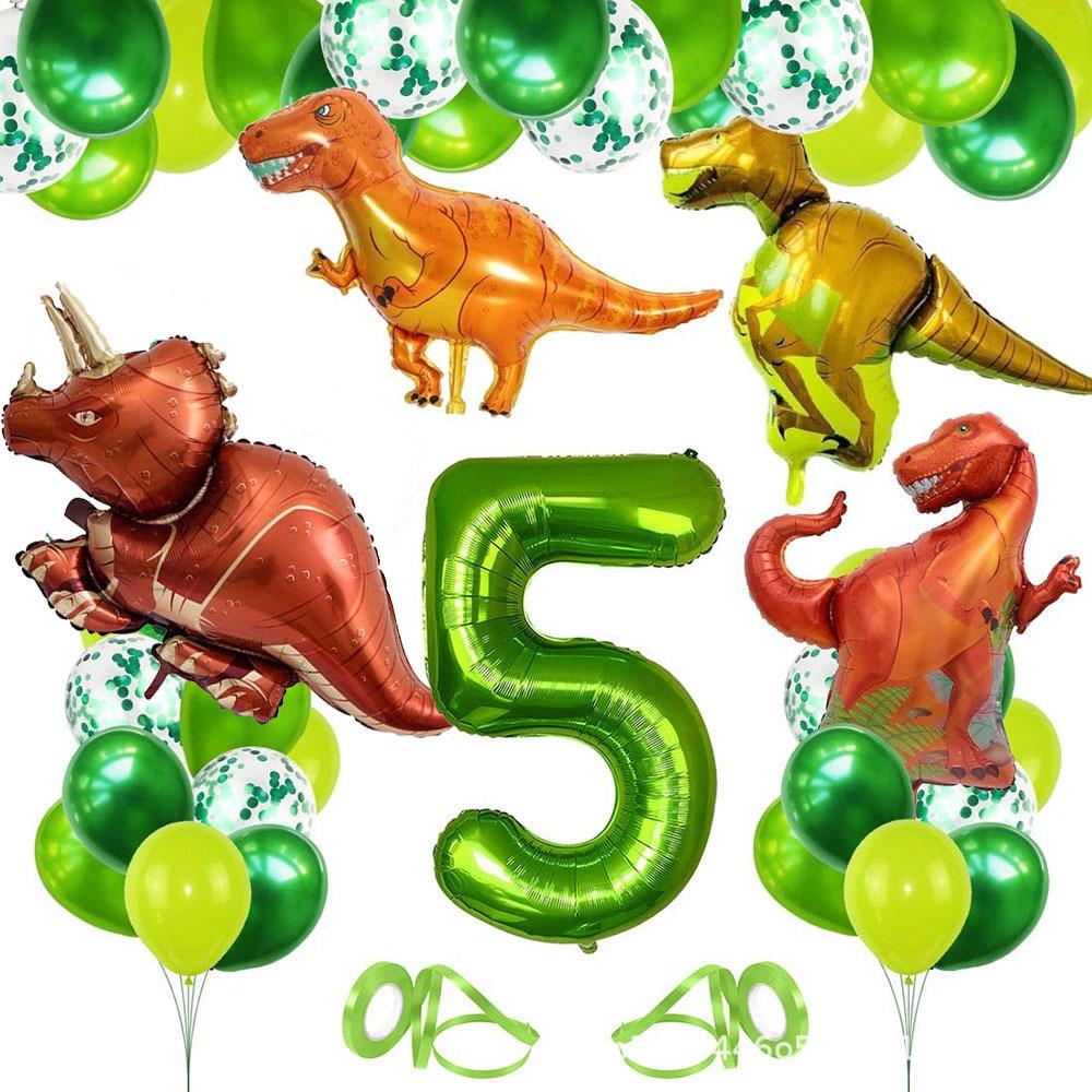 Динозавр 1-9 лет день рождения воздушный шар фон украшения номер набор день рождения номер воздушный шар набор зеленый 