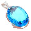 Swiss Blue Topaz Gemstone Handmade 925 Sterling Silver Jewelry Pendant 2.17" AH-786