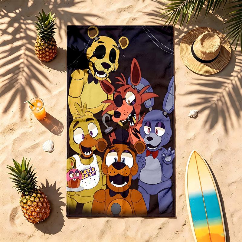 FNAF (28) Тема Полотенце для пляжа Устойчивое к песку Мягкое и удобное Подходит для бассейна, кемпинга, йоги и дайвинга Дорожное