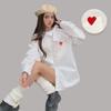 Love Embroidery Bow Long-sleeved White Shirt Female 2024 New Loose