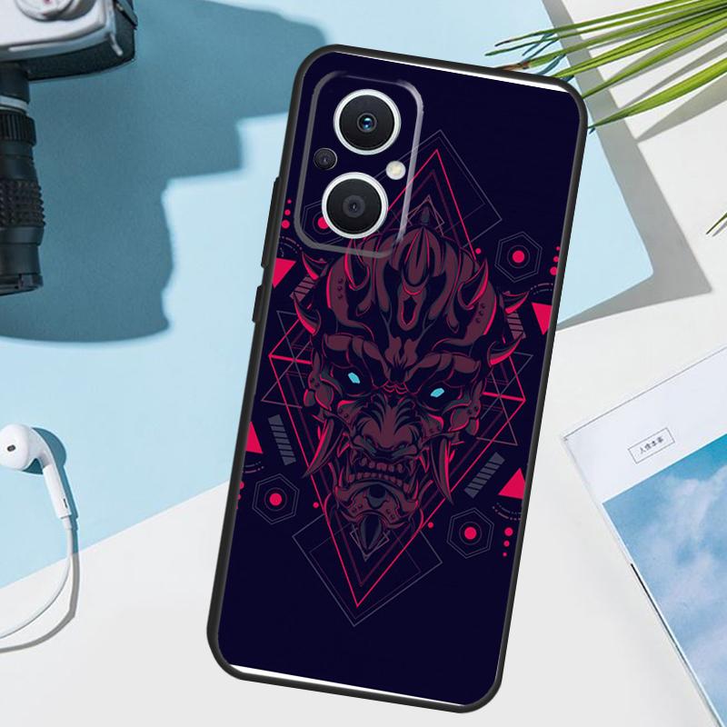 Чехол-маска демона Они Хання для OPPO Reno 13 13F 12 11 F 8T 7 8 10 Pro OPPO Find X8 X6 Pro X3 X5 Lite Чехол Funda