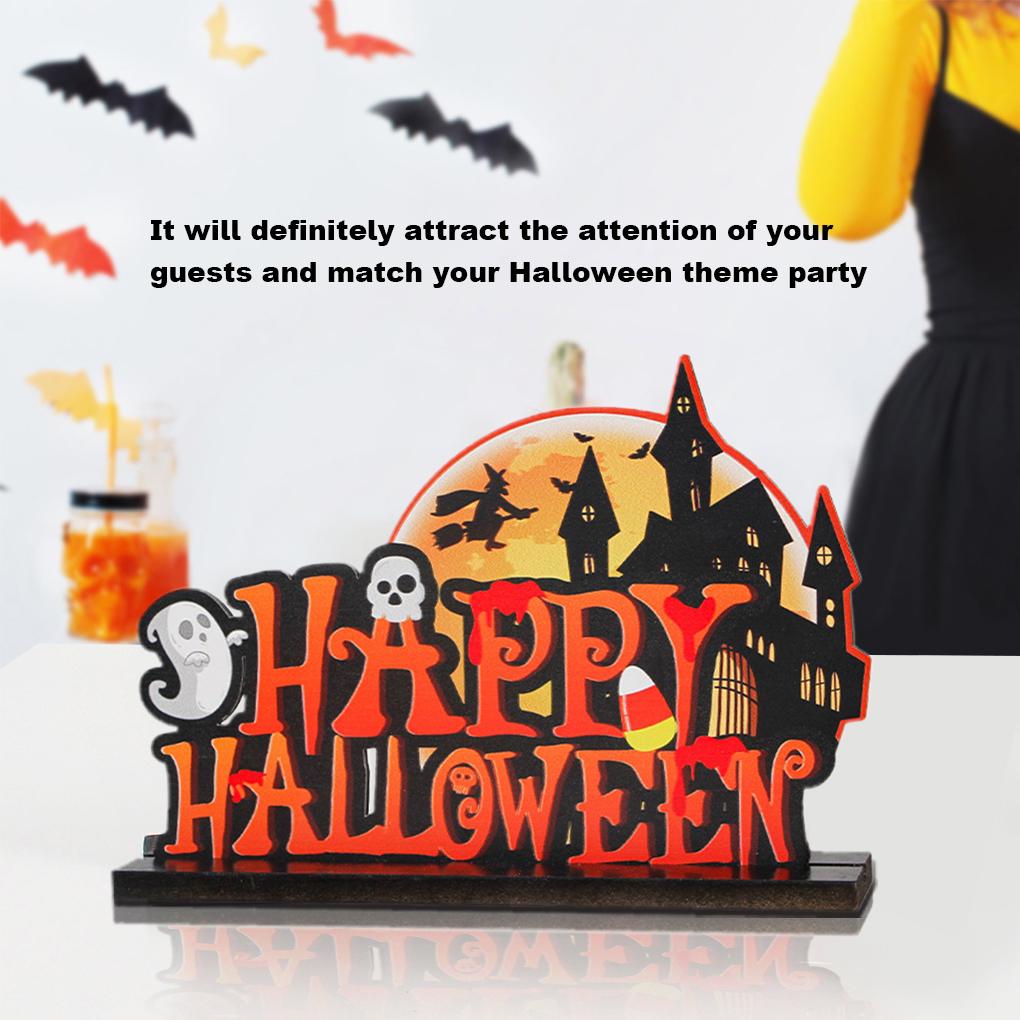Table Ornament Halloween Party Activity Desktop Decoration DIY Craft Wooden Ornament for Home Decor