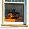 Halloween Smiling Skeleton Glass Showcase Bedroom Home Decoration Wall Stickers