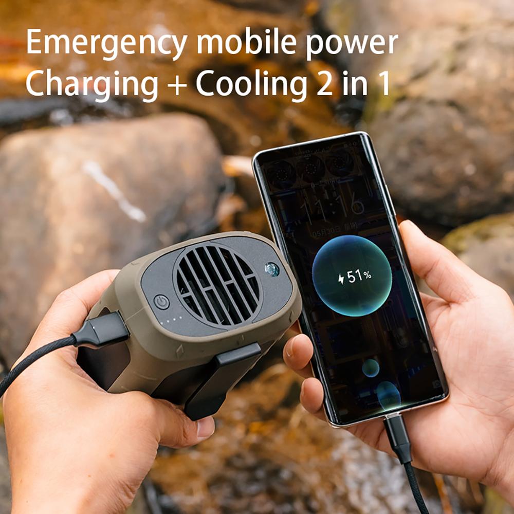 8000mAh Rechargeable Wearable Plastic Personal Cooling Fan 3 Speed Quiet Brushless Motor Hands-free Belt Outdoor Work Camping