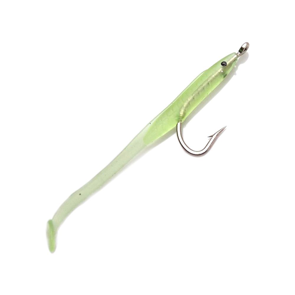 10pcs Durable Luminous Silicone Fish Eel Lure Artificial Soft Bait Worm Barbed Hook Lead Jig Head
