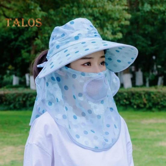 Летняя шляпа от солнца с широкими полями, точечным принтом, дышащими отверстиями, защитой шеи, для путешествий на открытом воздухе, для велоспорта