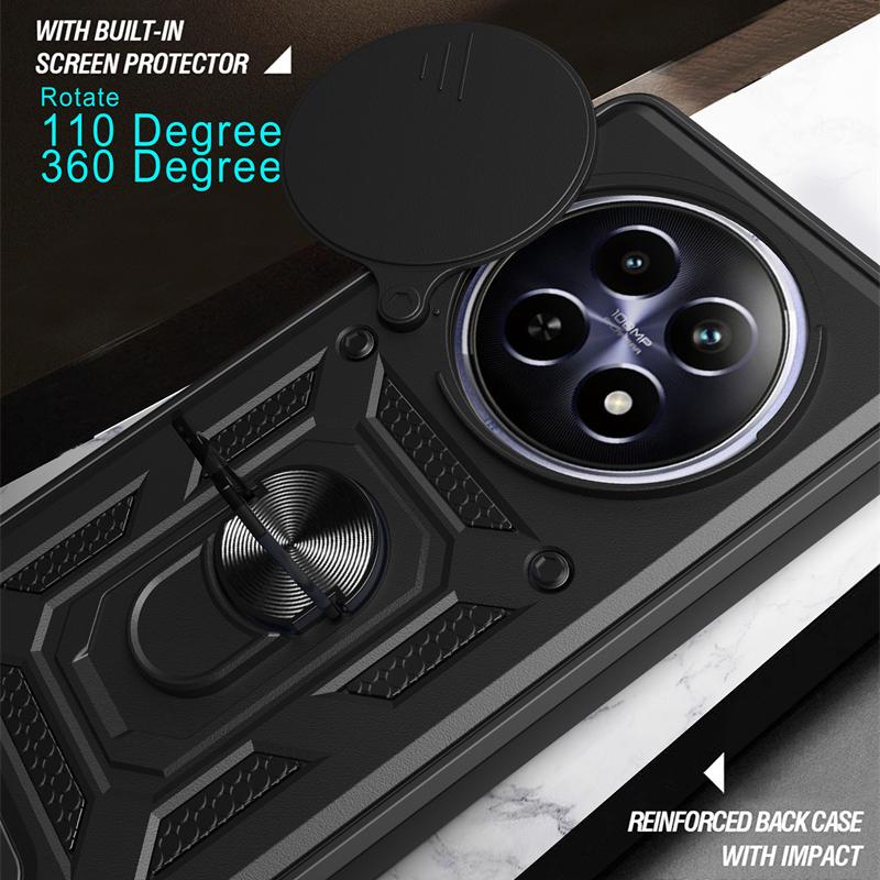 Чехол Armor Case для Realme 13 12 Pro 5G 12 Pro+ Plus, защитный чехол для объектива с кольцом, магнитный держатель, чехол Fundas Capa