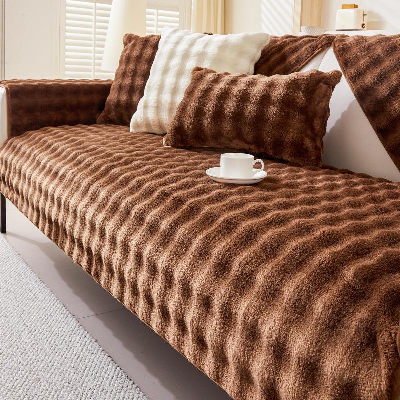 2024 Internet Celebrity Plush Sofa Cushion: Thick, Non-Slip Winter Sofa Cover with Backrest Seat Cover
