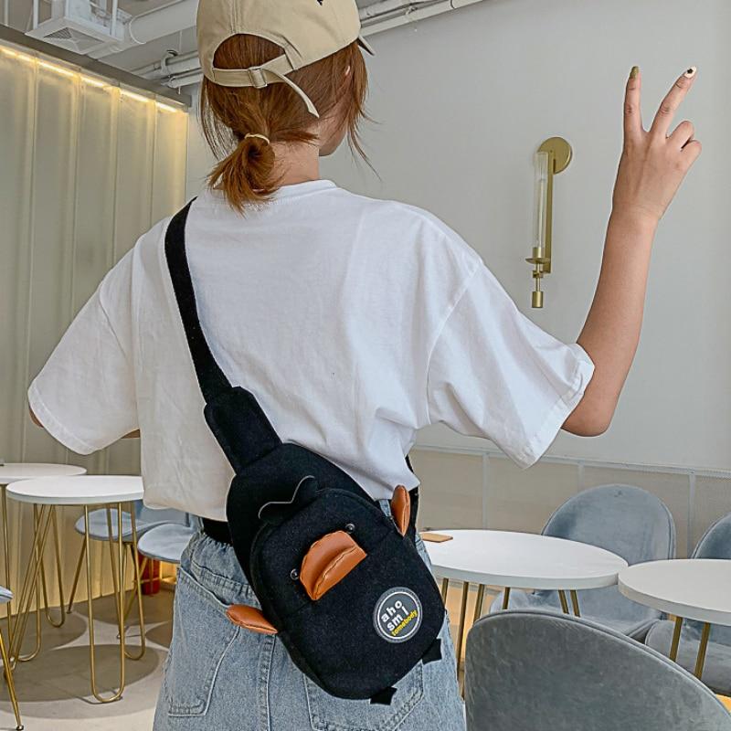 Маленькая холщовая нагрудная сумка желтого цвета с уткой для детей, черные, белые, розовые сумки на плечо большой вместимости, сумки-органайзеры для телефона