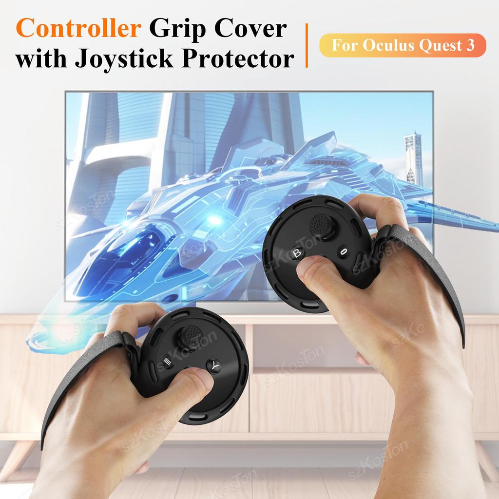 Silicone Protective Cover for Meta Quest 3 VR Controller Anti-Throw Handle Protector Caser with Strap for Quest 3 Accessories