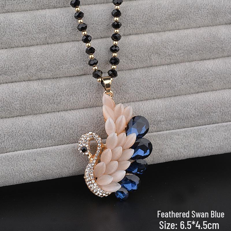 Элегантное женское ожерелье с подвеской в виде хрустального цветка - Универсальный аксессуар-цепочка для свитера на осень/зиму