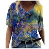 Women's Summer New V-neck Floral Positioning 3D Printed Short Sleeved T-shirt