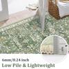 Washable Runner Rug: 2x6.6 Waterproof Non Slip Boho Floral Distressed Low Pile Faux Wool with Rubber Backing for Kitchen  Laundry  Bedroom  Entrance