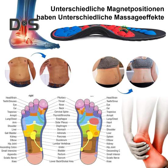 1 пара магнитотерапевтических стелек, акупрессурные массажные стельки для мужчин и женщин, вставки для ног, улучшающие циркуляцию крови, снимающие давление