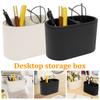 Pen Holder PU Leather Desktop Organizer Caddy with 2 Compartments Multifunctional Remote Control Holder for Home School Office