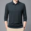 Осенняя новинка из мерсеризованного хлопка для мужчин среднего и пожилого возраста, футболка с длинными рукавами, свободная повседневная рубашка с лацканами, рубашка-поло, верхняя часть