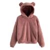 Cute Fluffy Rabbit Ears Hooded Sweater Autumn Solid Color Warm Sweater Plus Size Long-sleeved Pullove Sweatershirts
