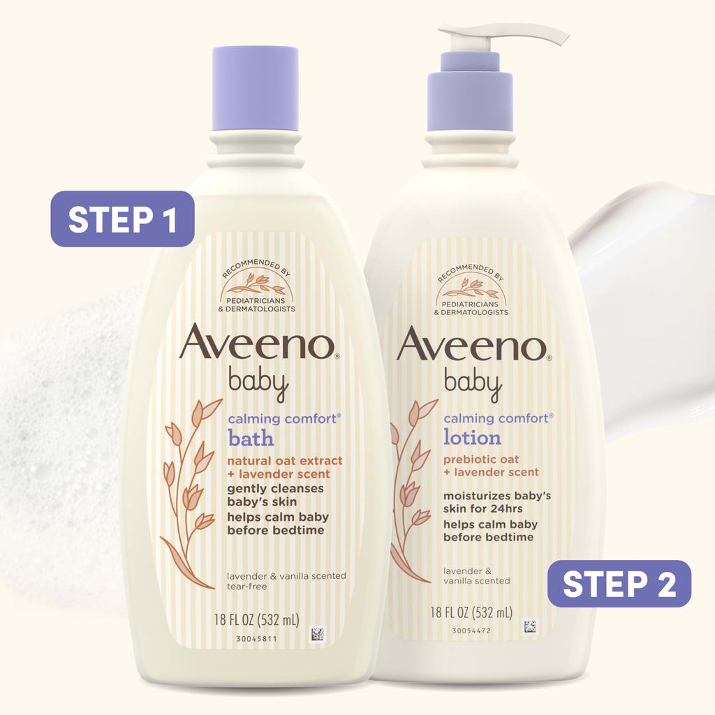 Aveeno Baby Calming Comfort Lavender и 18 жидких унций лосьона Aveeno Baby, ваниль, [наименование]