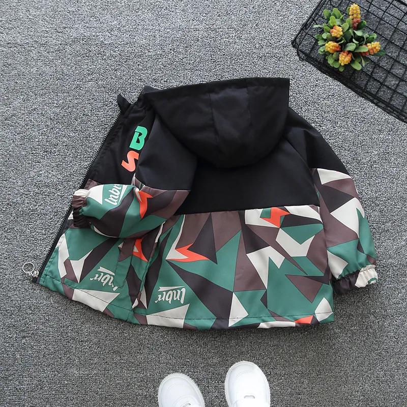 Куртки с капюшоном для мальчиков, весна-осень, детская тонкая ветровка на молнии, пальто, повседневная верхняя одежда с принтом, детская одежда