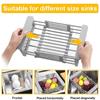 Adjustable Dish Organizer Stainless Steel Sink Cleaning Basket Suitable Dish Drying Rack  Counter