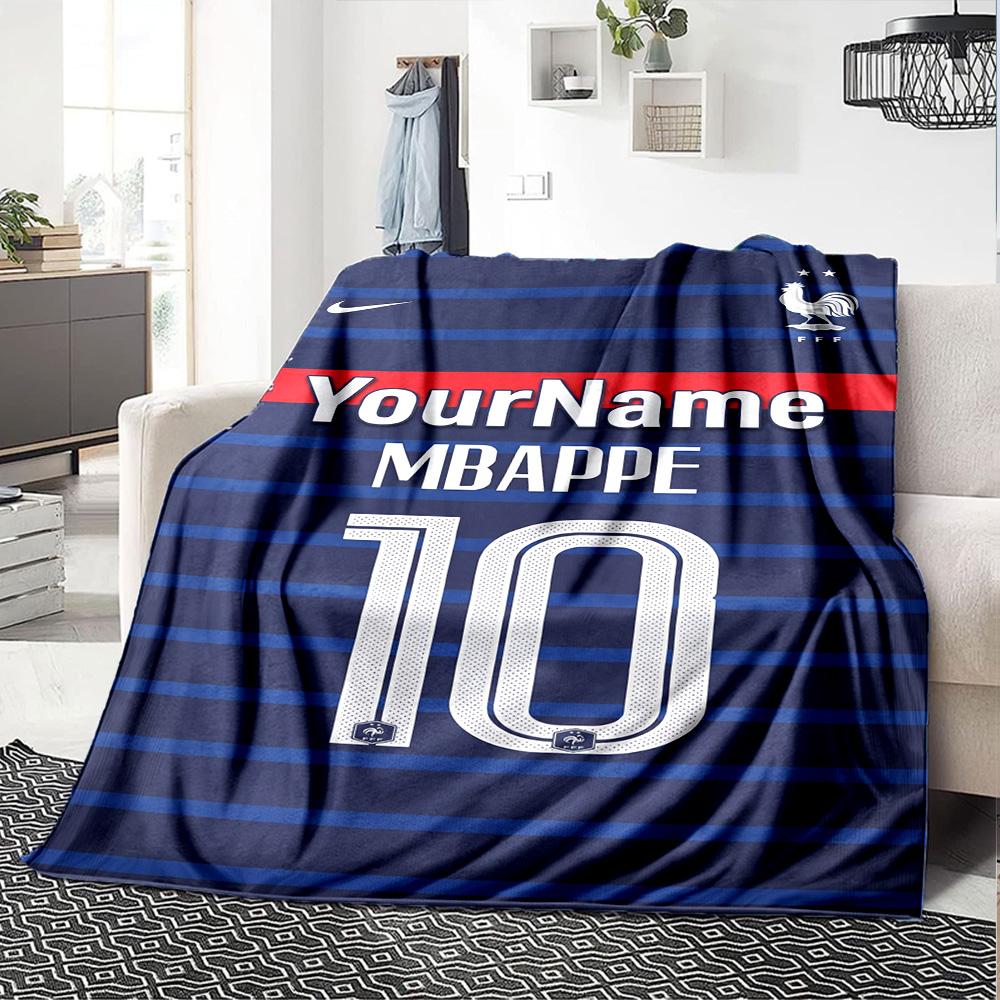 Mbappe Personalized Name Blanket Throw Personalized Blanket Ultra-Soft Perfect for Seaside Chair Picnics Nap Ideal for All Seasons